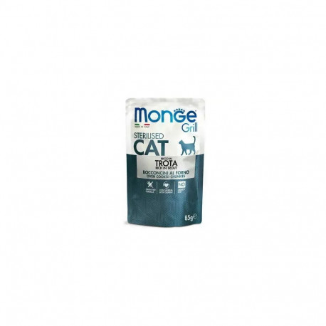 Monge Grill Sterilised Cat Chunkies in Jelly Rich in Trout 85 g — complete wet food for sterilised c