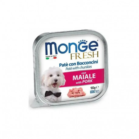 Monge Dog Fresh Pate and Chunkies with Pork 100 g — complete wet food for dogs with pork, pâté with 
