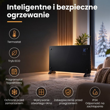 Extralink nutikas klaaspaneelradiaator LPL-23A-BL 2000W WiFi, must