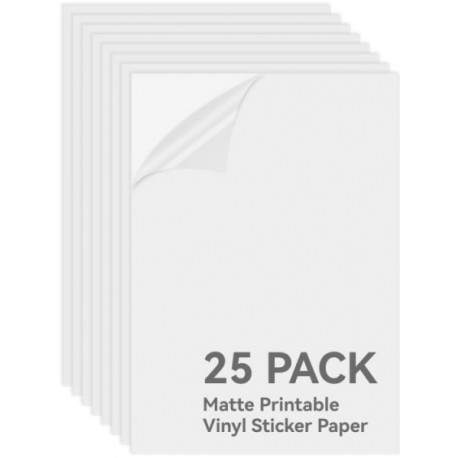 Printable Vinyl Sticker Paper, matt white (opened package)
