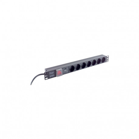 "S-conn 19"" Steckdosenleiste PROFESSIONAL, 7-fach, schw, 2,0m, mit Schalter"
