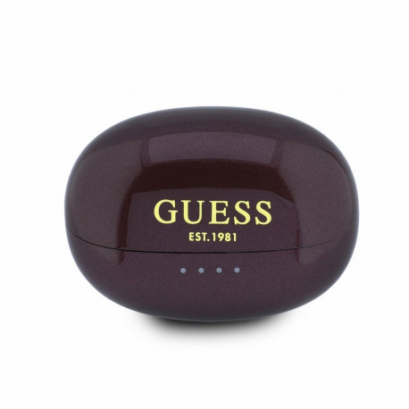 Guess Metallic Finish Classic Logo OWS Wireless Earphones Burgundy