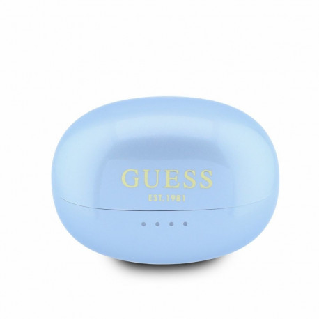 Guess Metallic Finish Classic Logo OWS Wireless Earphones Light Blue
