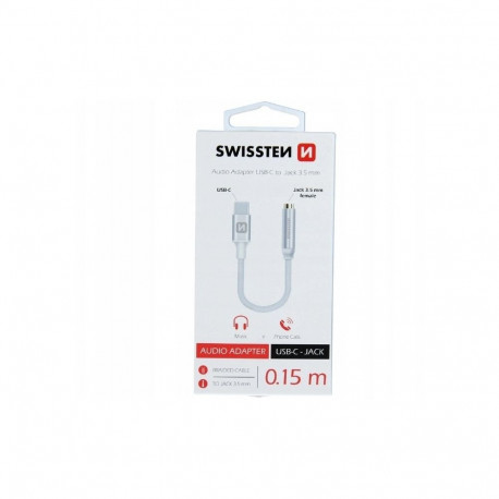 Swissten USB-C–Jack 3.5mm heliväljundi adapter telefonidele 15cm