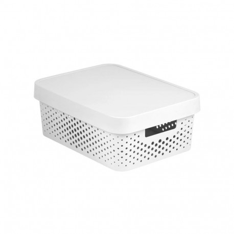 Infinity Recycled perforeeritud karp kaanega 11L 36x27x14cm, valge 3253924753089