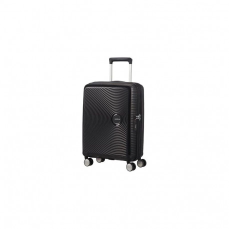 [AI generated title] American Tourister Soundbox Sp 55 Suitcase Lightweight Design 4 Wheels Black