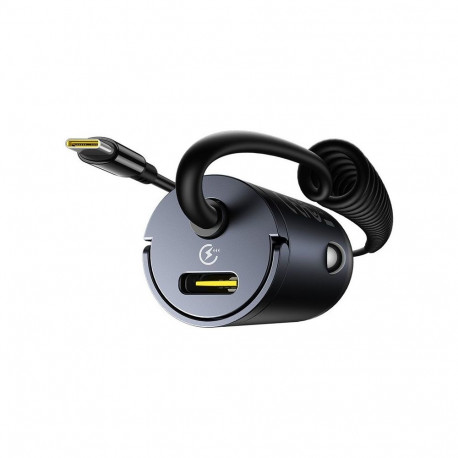 Baseus Auto mini ladetajs Tiny Star 30W 12-24V USB-C PD3.0 ar iebuvetu USB-C atsperu kabeli 30W 1 4 