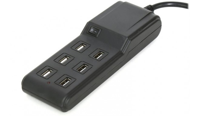 Omega USB зарядный удлинитель Family 6 портов, черный (42092)