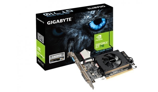 Gigabyte GeForce GT 710 GPU, 1024MB DDR3, DVI-D / D-Sub / HDMI