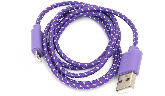 Omega cable Lightning 1m braided, purple (42311)