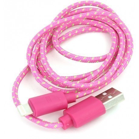 Omega cable Lightning 1m braided, light pink (42309)