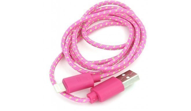 Omega cable Lightning 1m braided, light pink (42309)