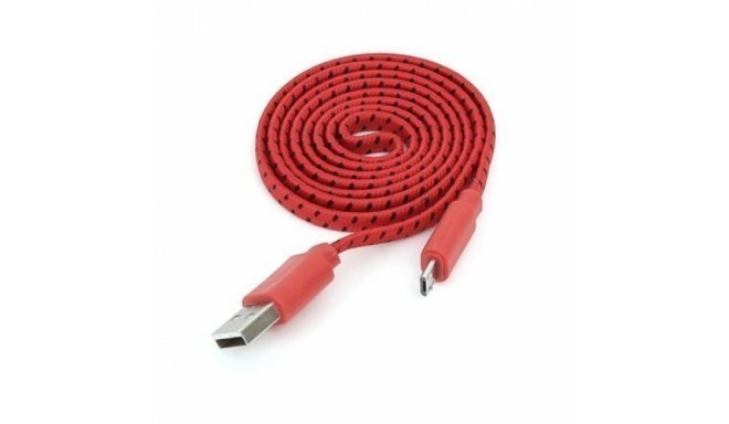 Omega cable microUSB 1m flat braided, red (42329)