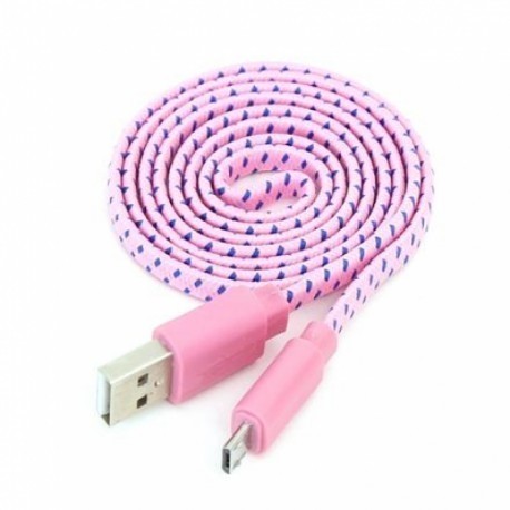 Omega kaabel microUSB 1m lame punutud, heleroosa (42328)