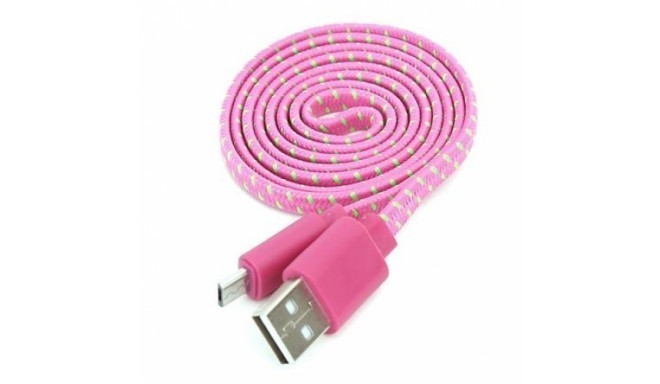 Omega kabelis microUSB 1m, rozā (42327)