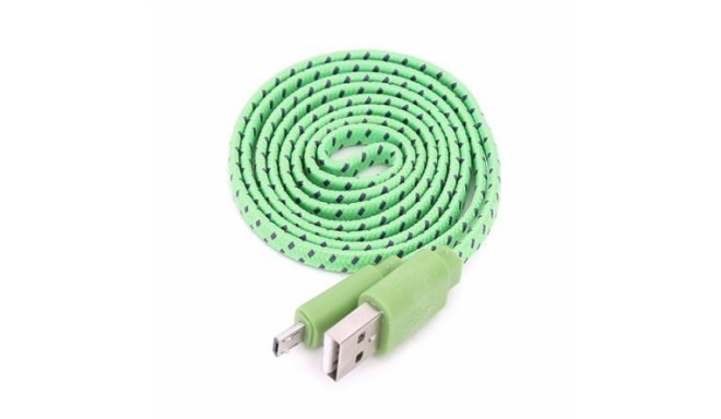 Omega cable microUSB 1m flat braided, green (42325)