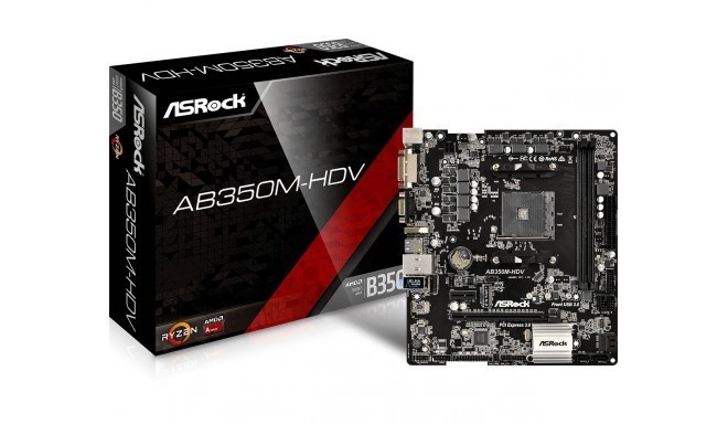 ASRock emaplaat AB350M-HDV B350 2DDR4 USB3.1/M.2 uATX