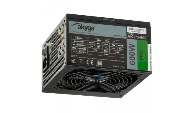 Akyga power supply unit Pro ATX Power Supply 600W AK-P3-600 Fan12cm P8 5xSATA 2xPCI-E