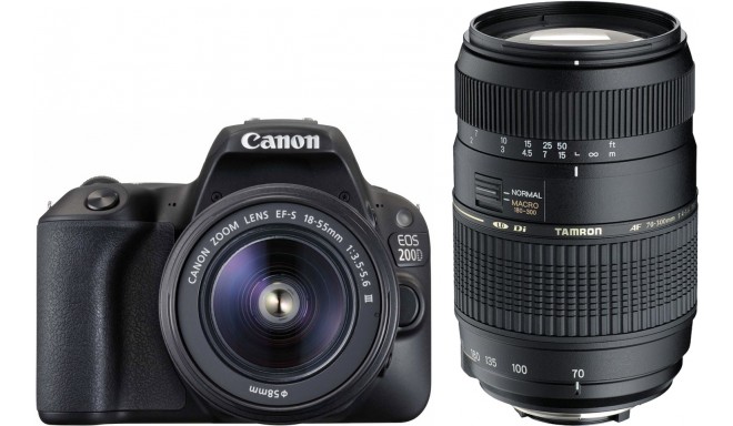 Canon EOS 200D + 18-55 мм DC + Tamron 70-300 мм Di LD, черный