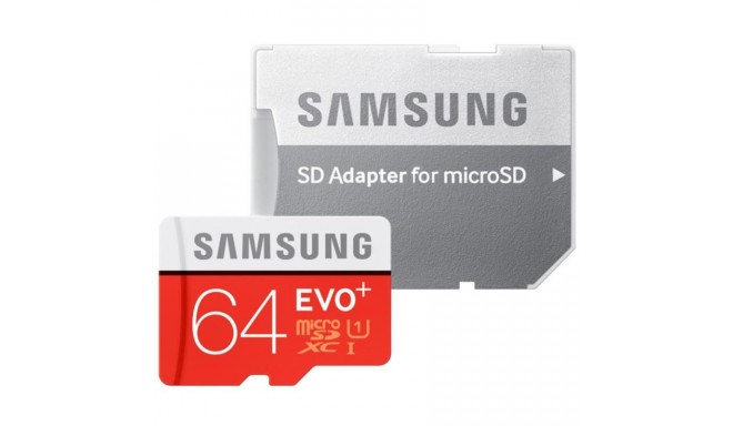Samsung mälukaart microSDXC 64GB EVO Plus + adapter