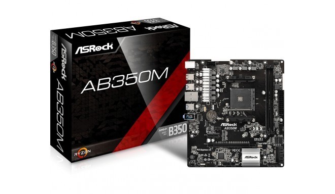 ASRock emaplaat AB350M B350 2DDR4 USB3/M.2 uATX
