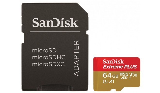 SanDisk memory card microSDXC 64GB Extreme Plus A1 + adapter