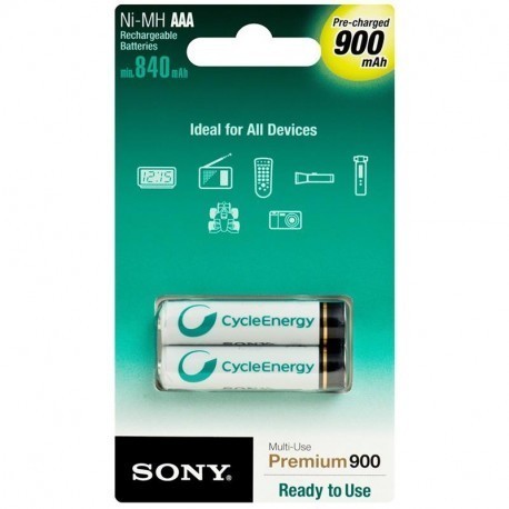 Sony rechargeable battery AAA 900mAh 2pcs - Rechargeable batteries ...