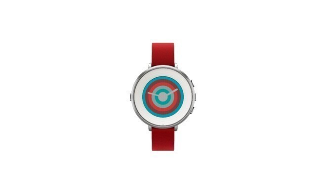 WATCH PEEBLE TIME ROUND SILVER/RED 14MM