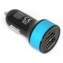 Omega car power adapter 2×USB + cable, light blue (42543)