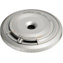 Olympus body cap lens 15mm f/8.0, silver