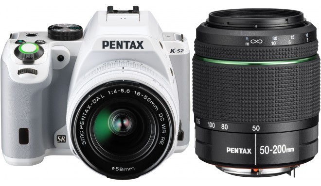 Pentax K-S2 + 18-50mm WR + 50-200mm WR komplekts, balts