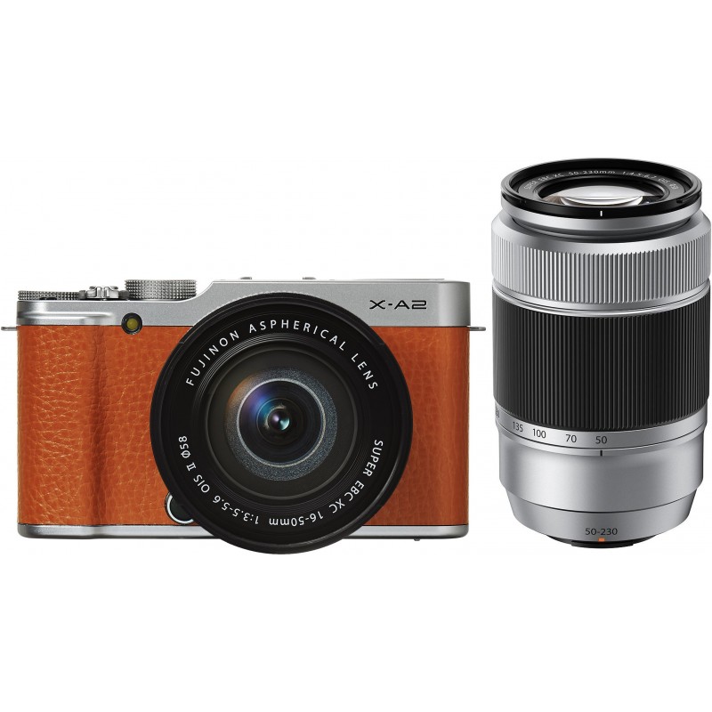 Fujifilm X-A2 + 16-50mm + 50-230mm Kit, brown - Mirrorless cameras