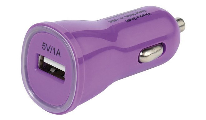 Vivanco car power adapter USB 1000mA, purple (35931)