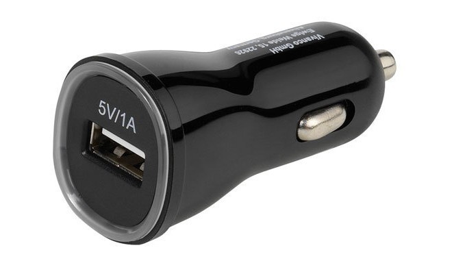 Vivanco USB automašīnas strāvas adapteris 1000mA, melns (35825)