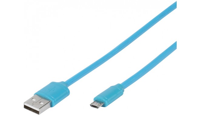 Vivanco USB kabelis - microUSB 1,0m, zils (35817)