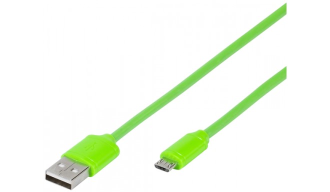 Vivanco USB kabelis - microUSB 1,0m, zaļš (35818)