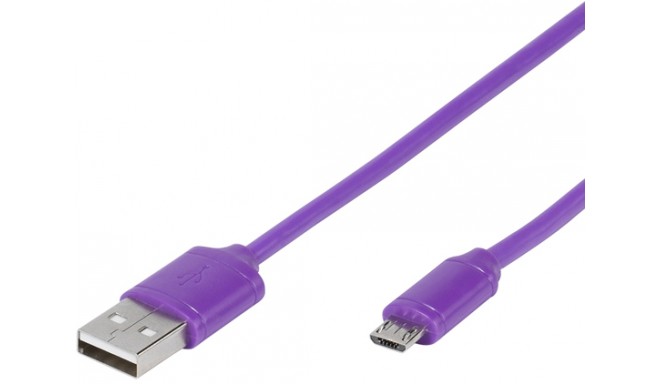 Vivanco USB kabelis - microUSB 1,0m, violets (35819)