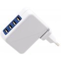 Omega USB charger 4xUSB US/EU/UK + cable, white (42674)