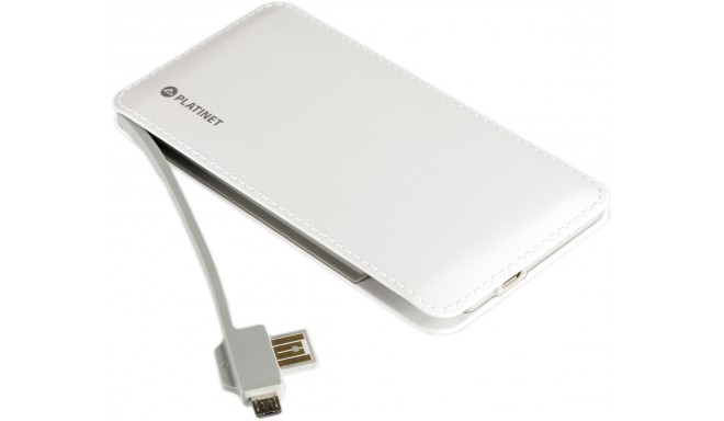 Platinet Power Bank Leather 6000mAh, white (42836)