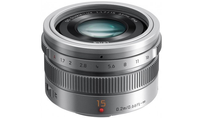 Panasonic Leica DG Summilux 15мм f/1.7 ASPH объектив, серебристый