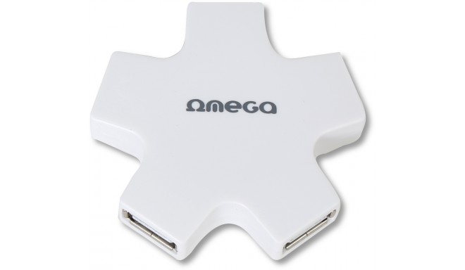 Omega USB 2.0 hub 4 portu, balts (OUH24SW)