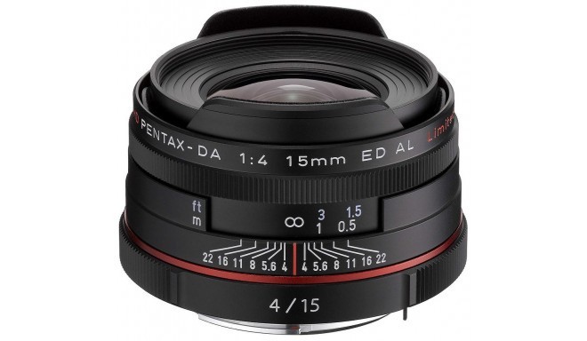 HD Pentax DA 15mm f/4 ED AL Limited objektiiv, must (karp puudu)