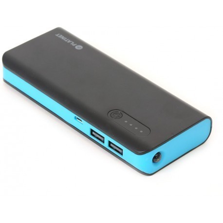 Platinet Power Bank 8000mAh + kabatas lukturis, melns/zils