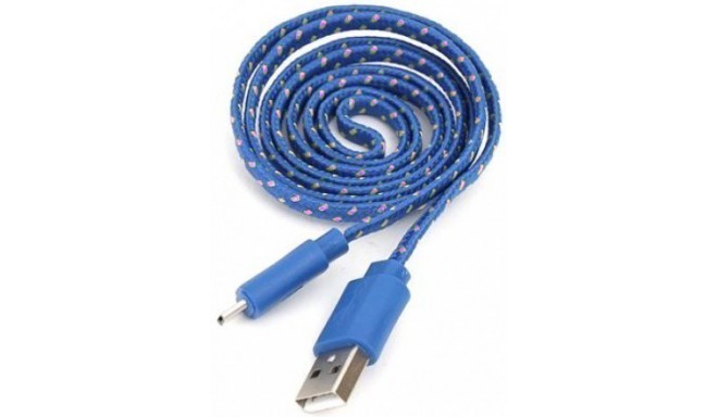 Omega cable microUSB 1m flat braided, dark blue