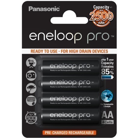 Panasonic eneloop аккумуляторные батарейки pro AA 2500 4BP